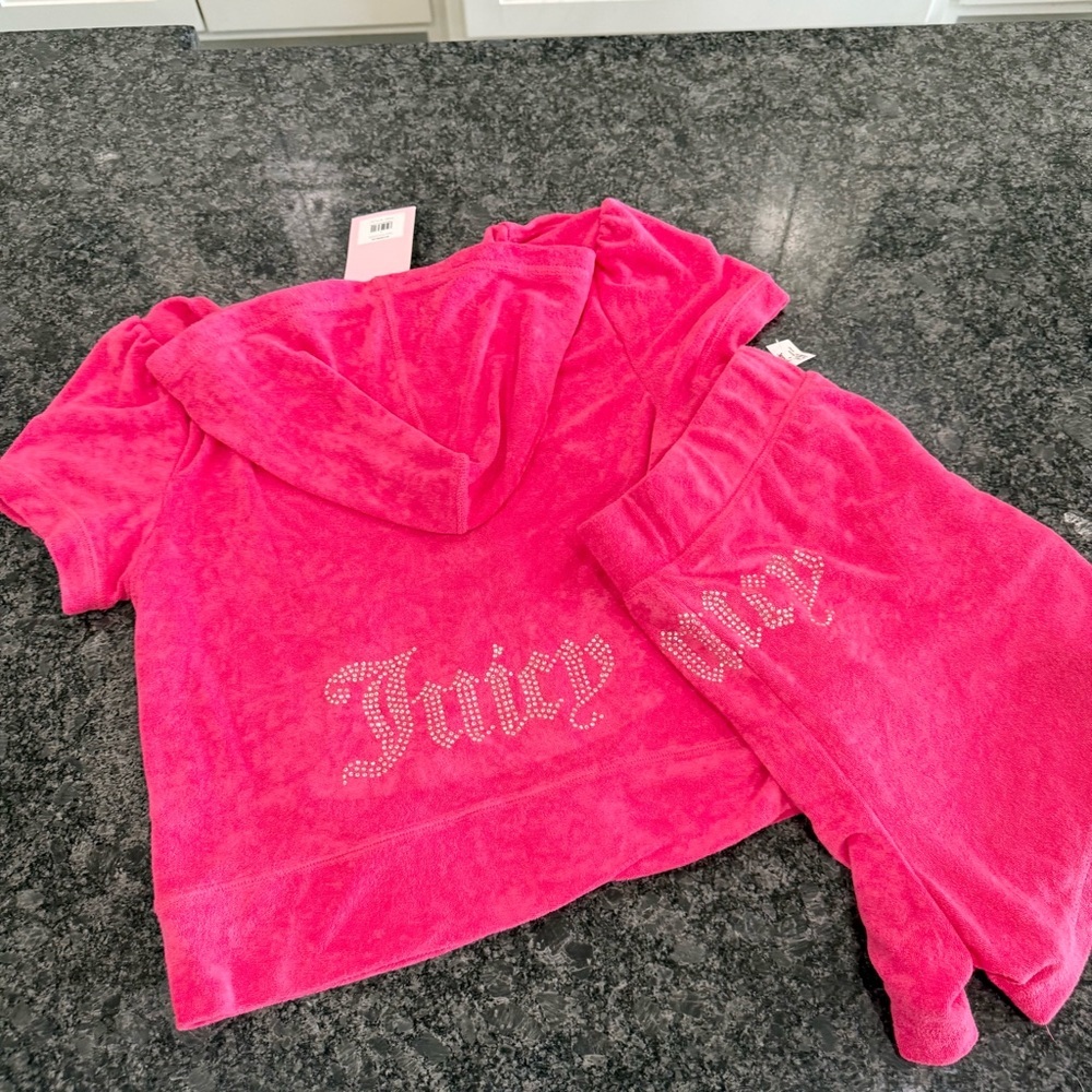 Juicy Couture Vibrant Pink Terrycloth track Set NWT size large